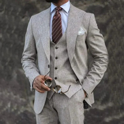 Men's three-piece suit – Slim fit – Notch lapel – Elegant breathable fabric