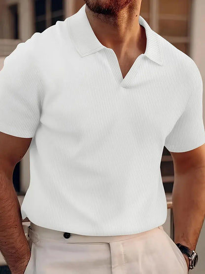 Men's polo – Slim fit – Soft knit – Ribbed texture – Short sleeves