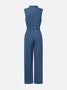Collared Zip-Front Jumpsuit for Women – Functional Pockets & Comfort