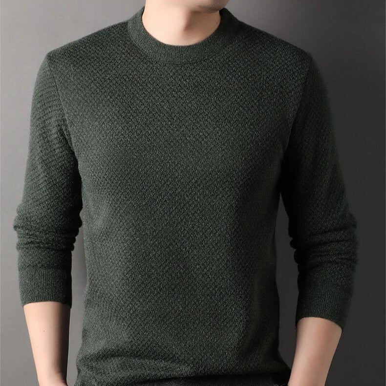James Waffle Knit Sweater | Crewneck, Ribbed Cuffs & Hem Sweater