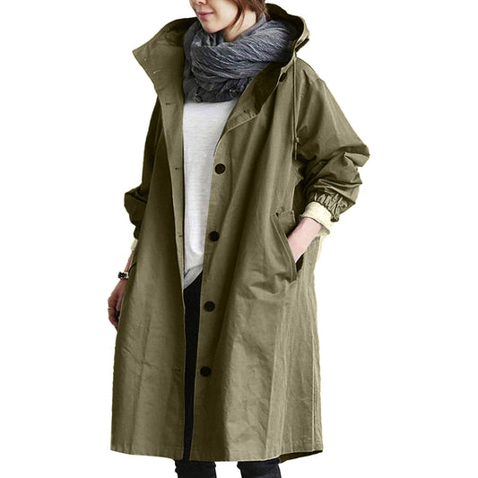 Gabriella Relaxed Hooded Raincoat | Calf-Length Hooded Raincoat