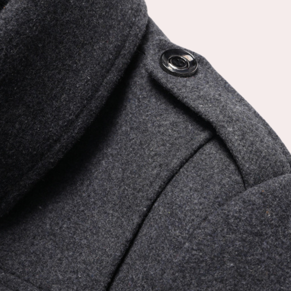 Hugo Wool Thigh-Length Peacoat | Mock-Neck Liner Peacoat