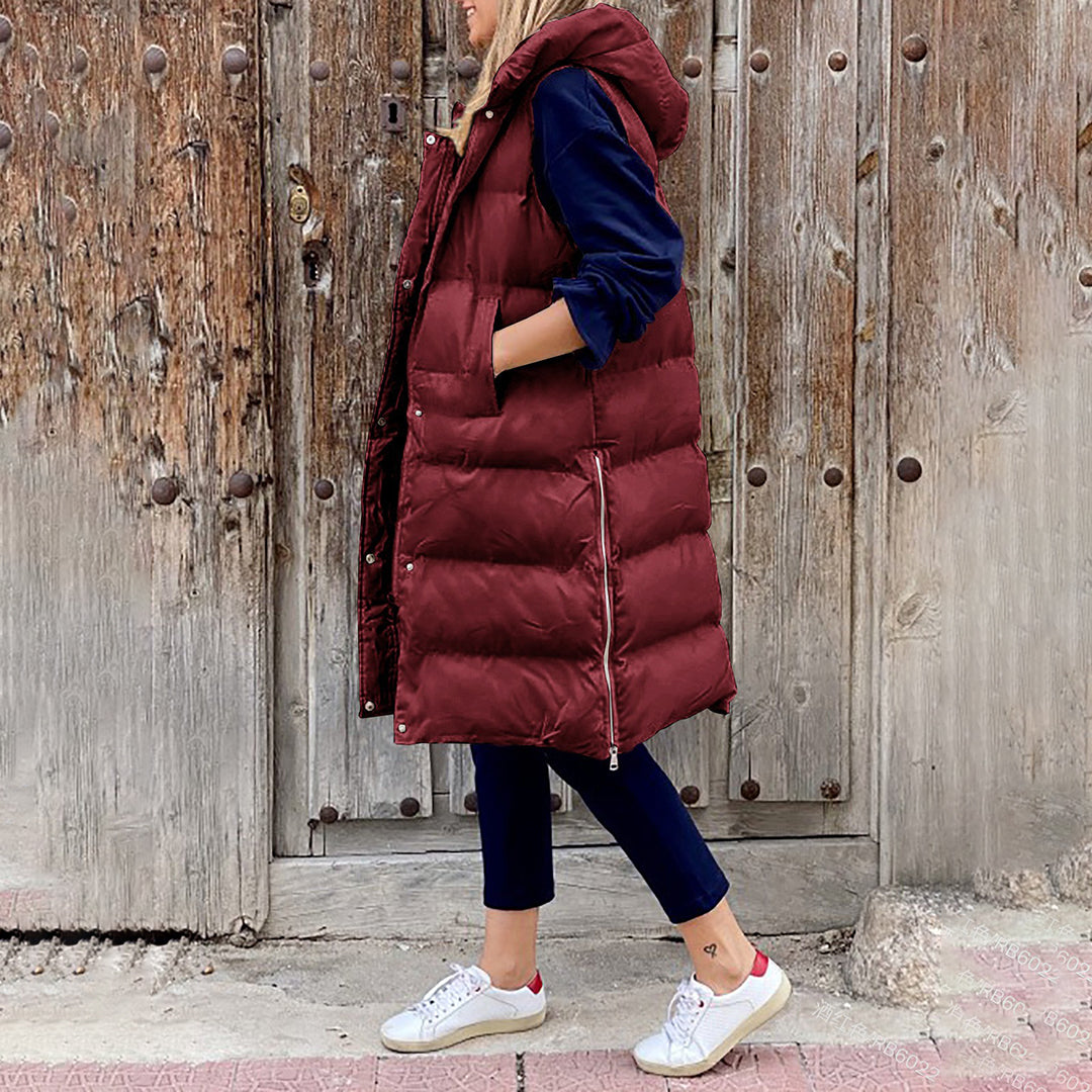 Chiara Hooded Puffer Vest | Quilted With Pockets Puffer Vest