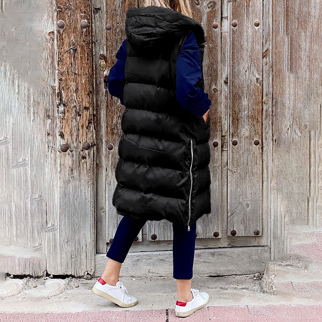 Chiara Hooded Puffer Vest | Quilted With Pockets Puffer Vest