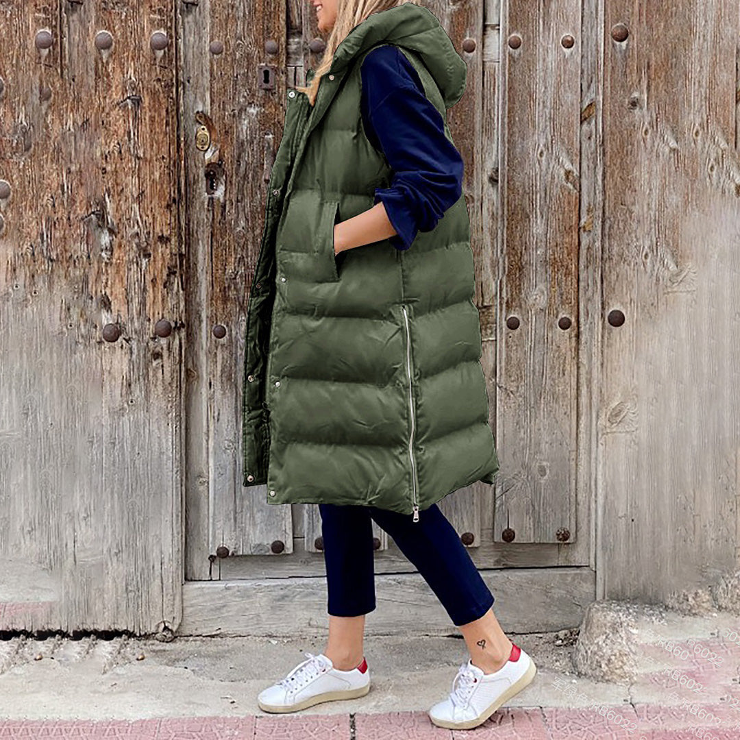 Chiara Hooded Puffer Vest | Quilted With Pockets Puffer Vest