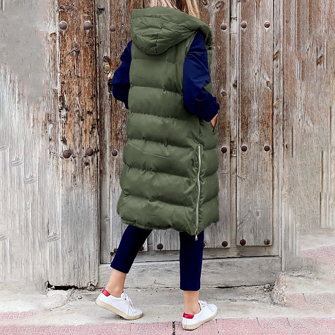 Chiara Hooded Puffer Vest | Quilted With Pockets Puffer Vest
