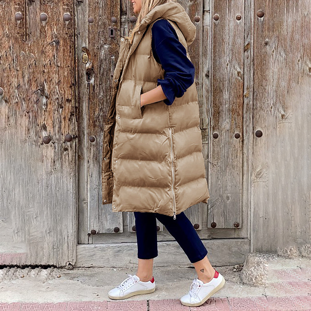 Chiara Hooded Puffer Vest | Quilted With Pockets Puffer Vest
