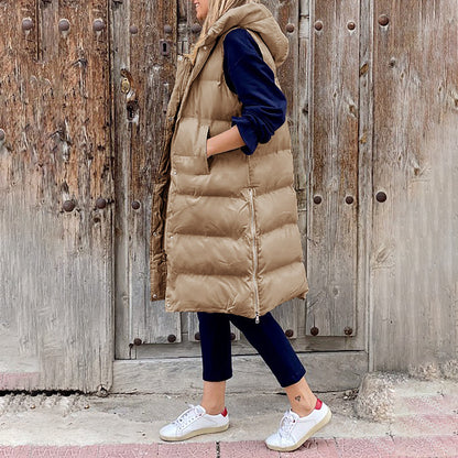 Chiara Hooded Puffer Vest | Quilted With Pockets Puffer Vest