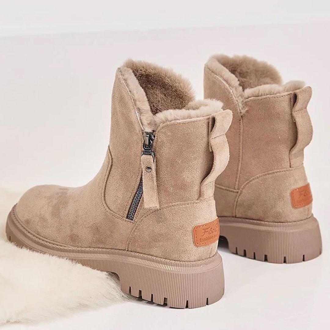Lucia Fur Trim Ankle Boots | Lug Sole Winter Ankle Boots