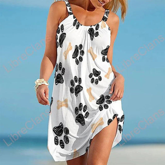 Women's casual dress – Sleeveless – Flowy cut – Playful print – Breathable fabric