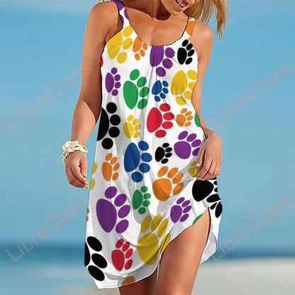 Women's casual dress – Sleeveless – Flowy cut – Playful print – Breathable fabric