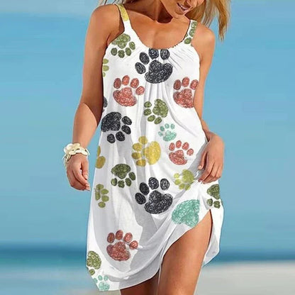 Women's casual dress – Sleeveless – Flowy cut – Playful print – Breathable fabric