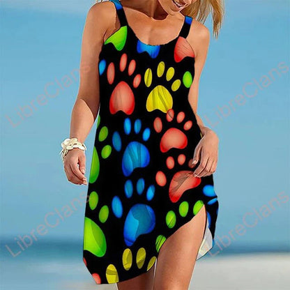 Women's casual dress – Sleeveless – Flowy cut – Playful print – Breathable fabric
