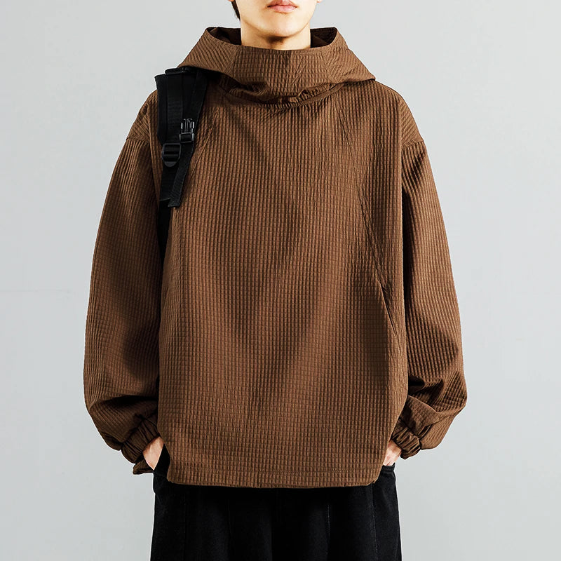 William Oversized Hoodie | Funnel Neck, Ribbed Texture Hoodie