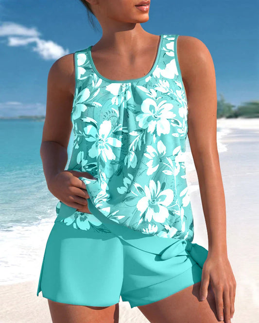Women's Tankini – Relaxed Fit – Breathable Fabric – Floaty Top and Mid-Thigh Shorts