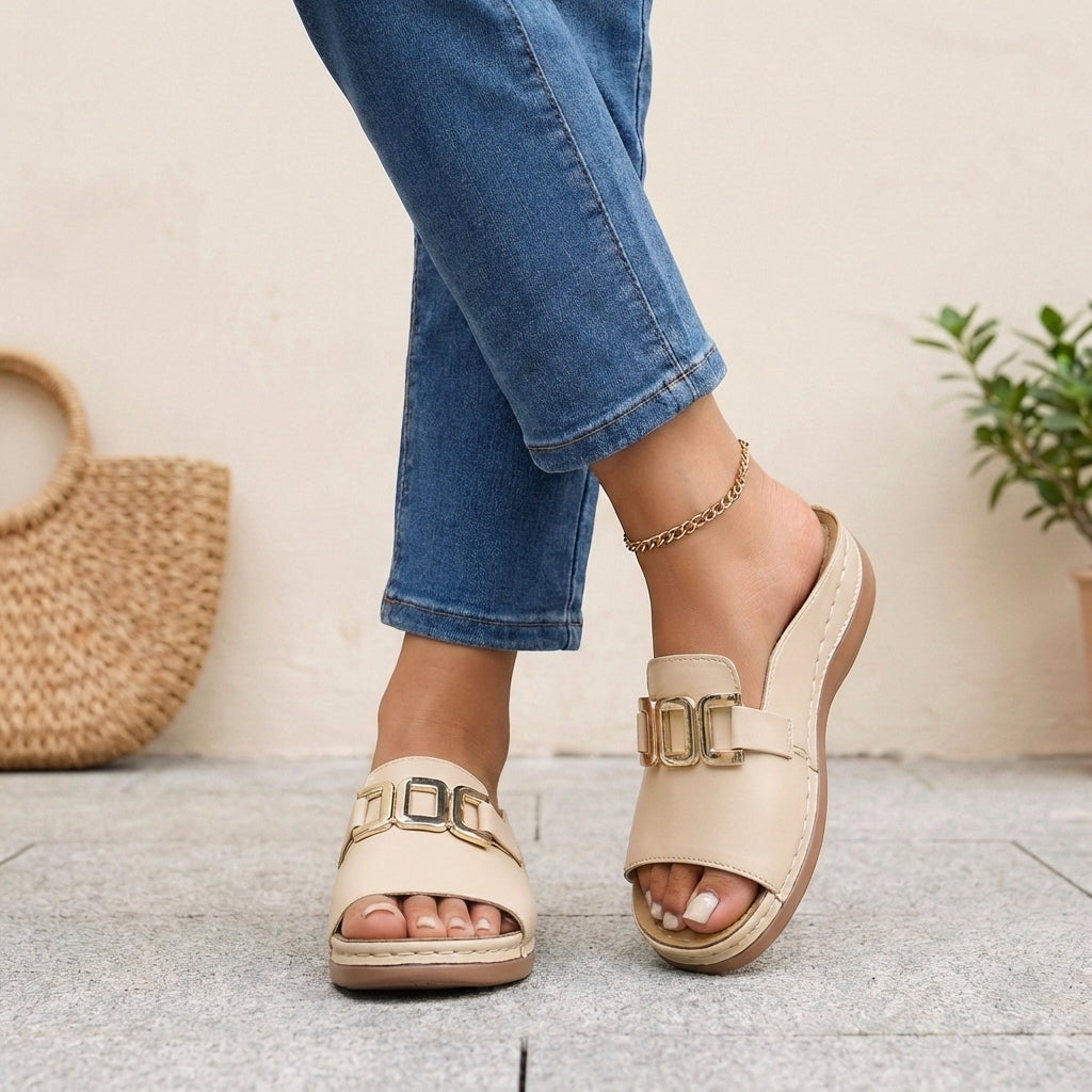 Orthopedic Buckle Slide Sandals for Women – Ergonomic Comfort & Support