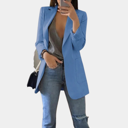 Vittoria Relaxed Fit Blazer | Open Front, Thigh-Length Blazer
