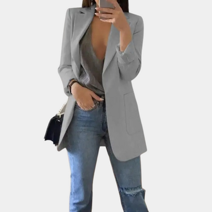 Vittoria Relaxed Fit Blazer | Open Front, Thigh-Length Blazer