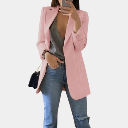Vittoria Relaxed Fit Blazer | Open Front, Thigh-Length Blazer