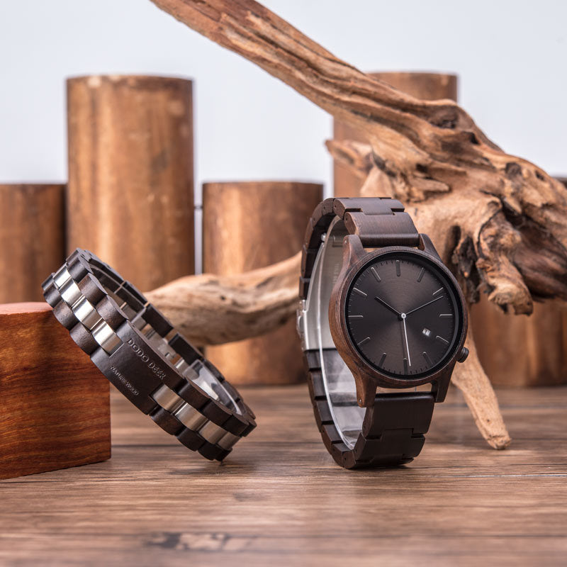Elias Quartz Watch | Walnut Wood, Minimalist Design