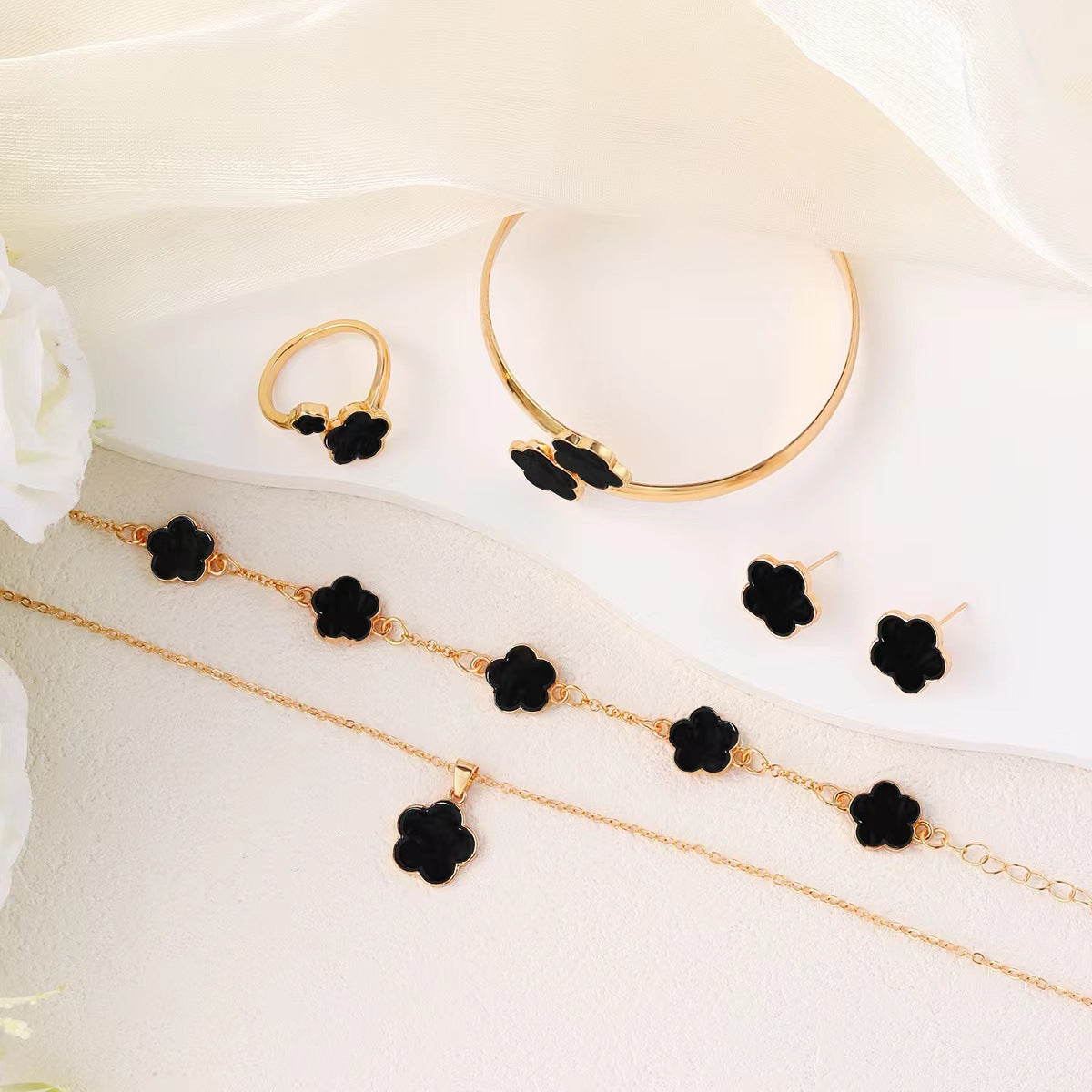 Alessia Four-Piece Set | Necklace, Earrings, Bracelet & Bangle Set