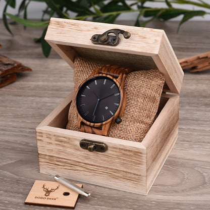 Elias Quartz Watch | Walnut Wood, Minimalist Design
