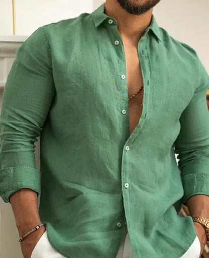 Men's shirt – Slim fit – Natural fibers – Long sleeves – Casual chic style