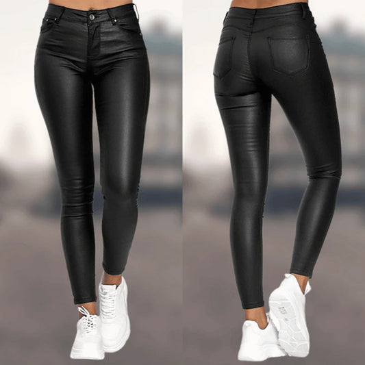 Gabriella Leather High-Waist Skinny Pants | Ankle-Length Pants