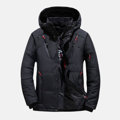 Men’s Down Jacket - Insulated - Hooded - Multiple Pockets - Relaxed Fit