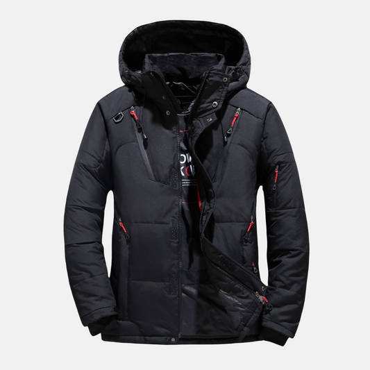 Men’s Down Jacket - Insulated - Hooded - Multiple Pockets - Relaxed Fit