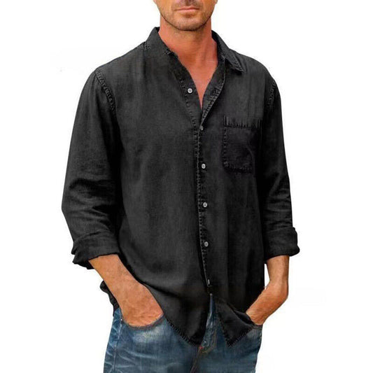 Men's casual shirt – Loose fit – Breathable fabric – Classic button fastening – Chest pocket
