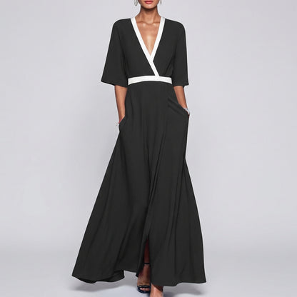A-Line Wrap Maxi Dress for Women – Elegant Evening Style