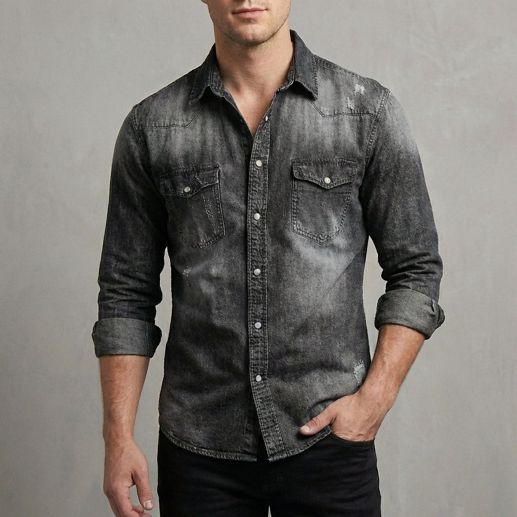 Western Distressed Shirt for Men – Casual Everyday Style