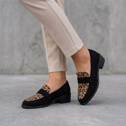 Leopard Print Block Heel Loafers for Women – Effortless Style & Comfort