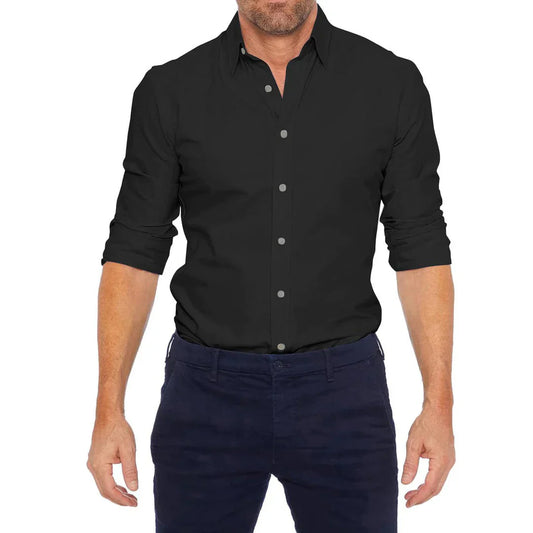 Men's shirt – Slim fit – Breathable fabric – Long rolled-up sleeves – Buttoned