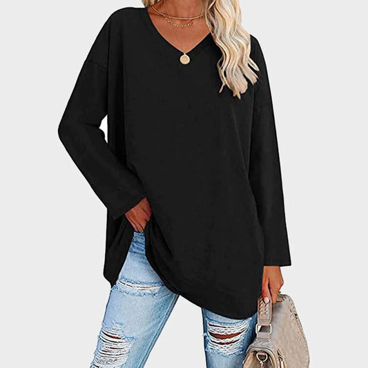 Caterina Oversized Tunic Top | V-Neck High-Low Hem Tunic Top