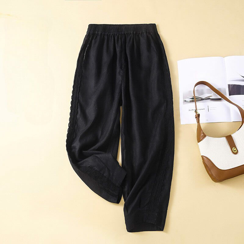 Cropped Linen Pants for Women – Easy Pull-On Comfort