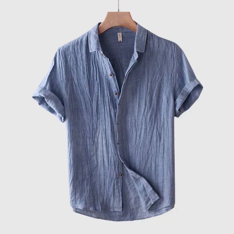 Men's short sleeve shirt – Relaxed fit – Natural fibers – Buttoned