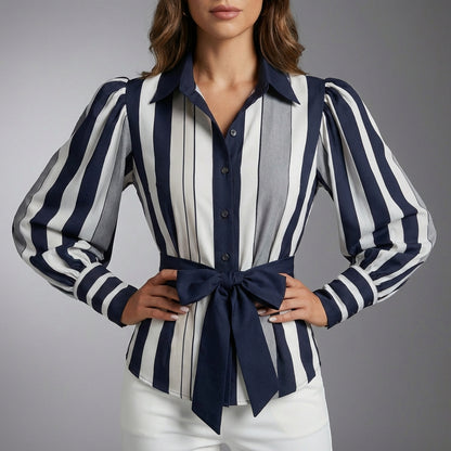 Belted Balloon Sleeve Shirt for Women – Flattering & Polished