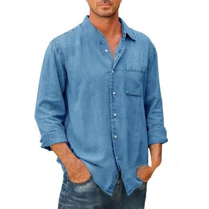 Men's casual shirt – Loose fit – Breathable fabric – Classic button fastening – Chest pocket