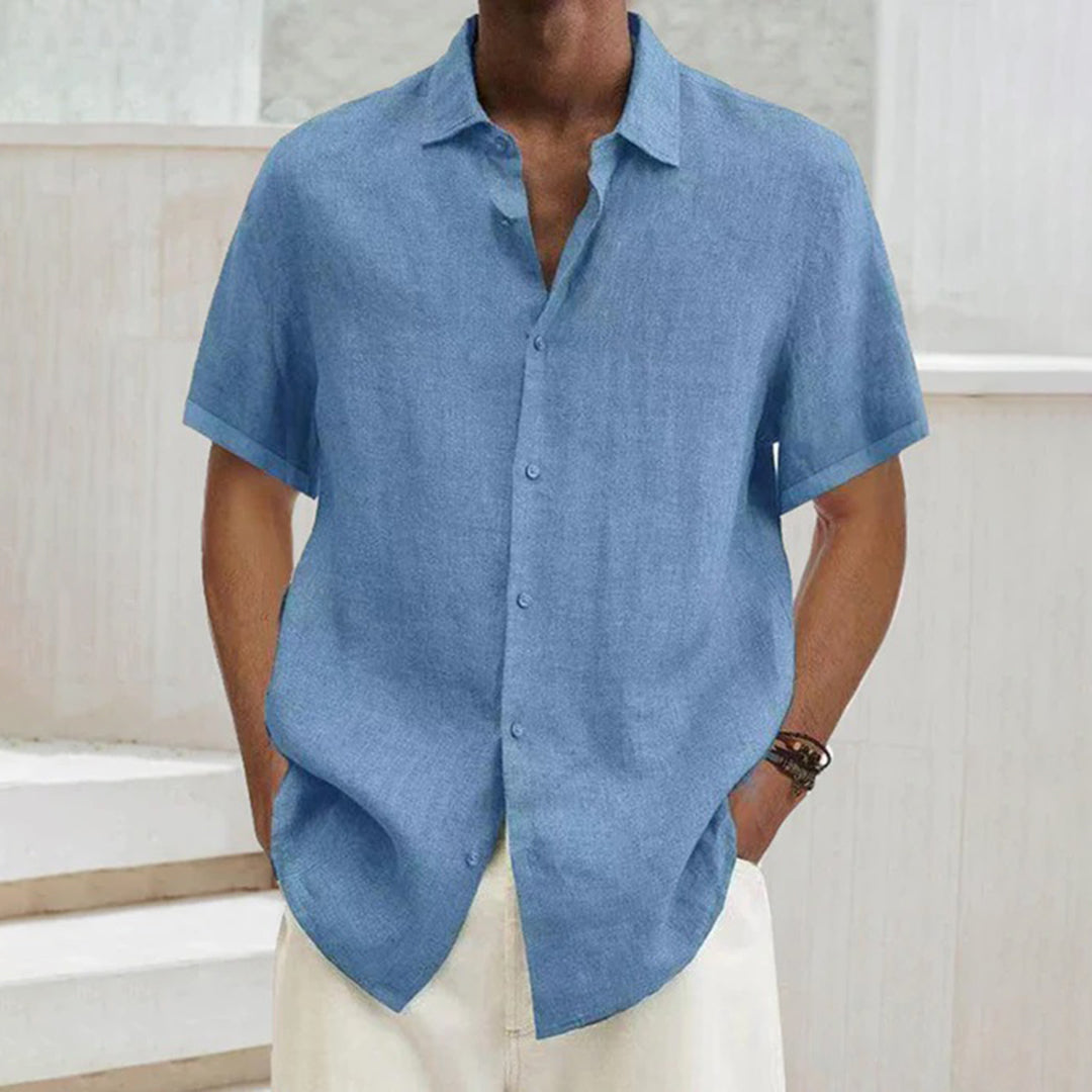 Men's short-sleeve shirt – Relaxed fit – Breathable fabric – Soft collar