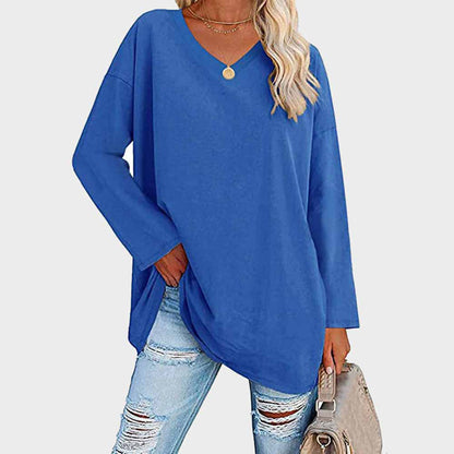 Caterina Oversized Tunic Top | V-Neck High-Low Hem Tunic Top