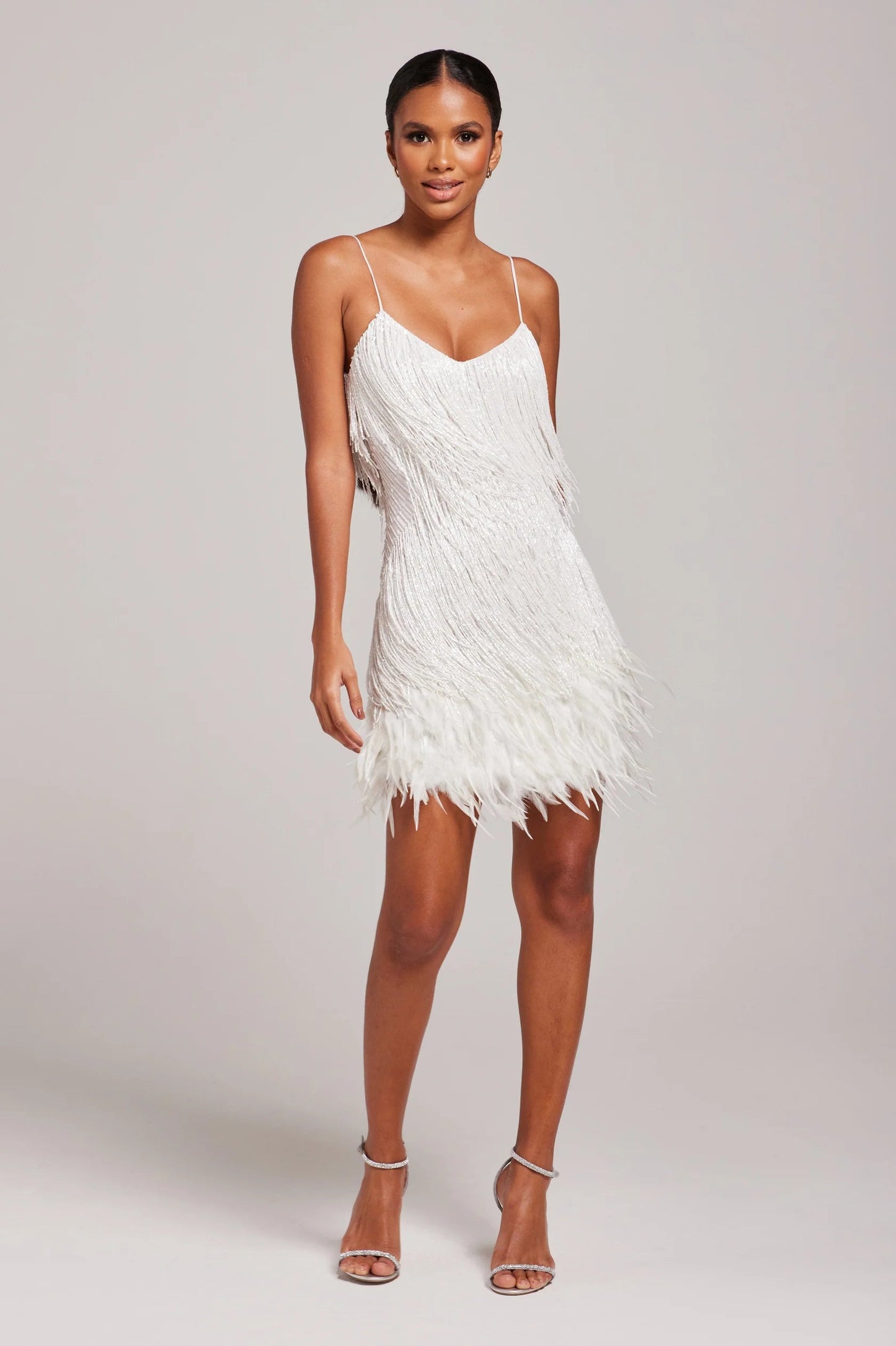 Charlotte Shift Cocktail Dress | Mini Feather Trim Cocktail Dress