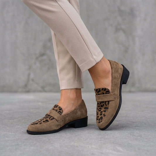 Leopard Print Block Heel Loafers for Women – Effortless Style & Comfort