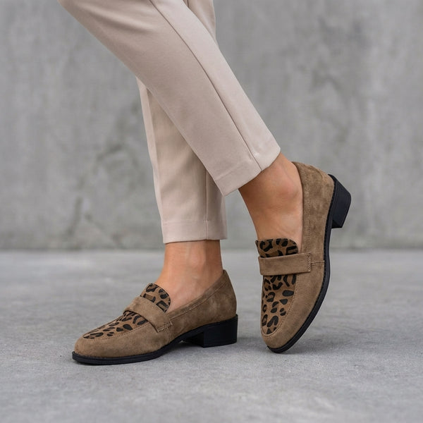 Leopard Print Block Heel Loafers for Women – Effortless Style & Comfort