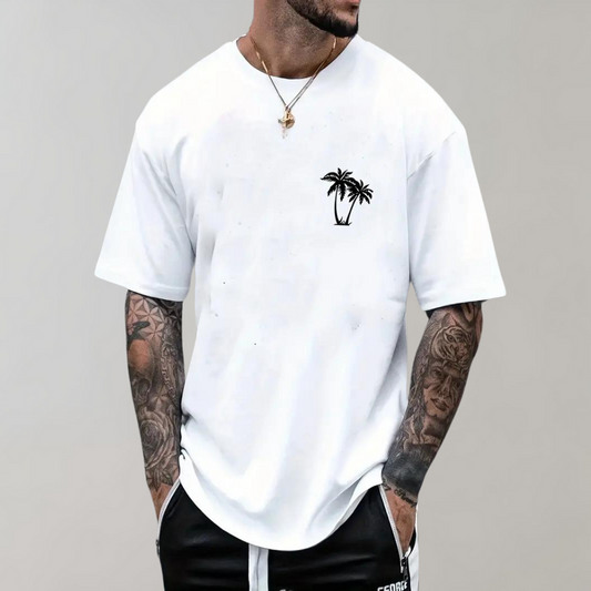 Men's T-shirt – Relaxed fit – Breathable fabric – Subtle palm print