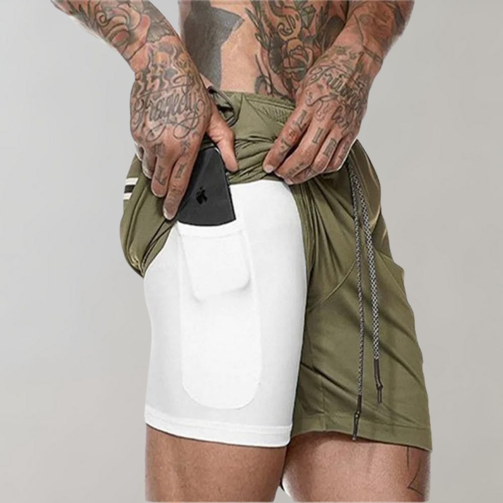 Hugo Athletic Double-Layer Fitness Shorts | Phone Pocket Shorts