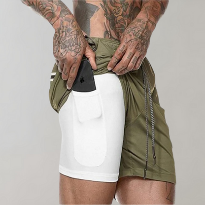 Hugo Athletic Double-Layer Fitness Shorts | Phone Pocket Shorts