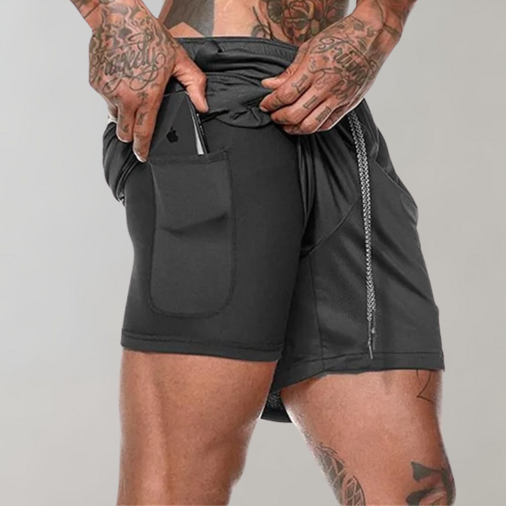 Hugo Athletic Double-Layer Fitness Shorts | Phone Pocket Shorts