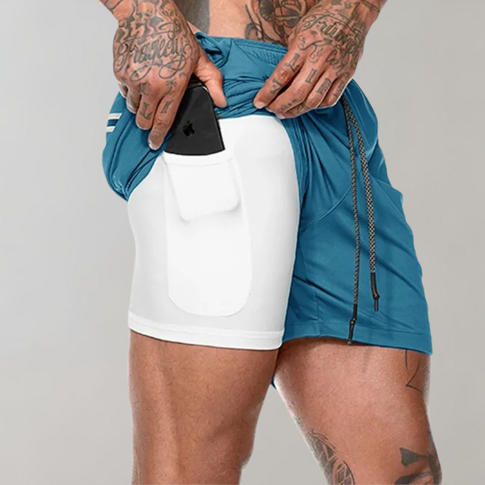 Hugo Athletic Double-Layer Fitness Shorts | Phone Pocket Shorts